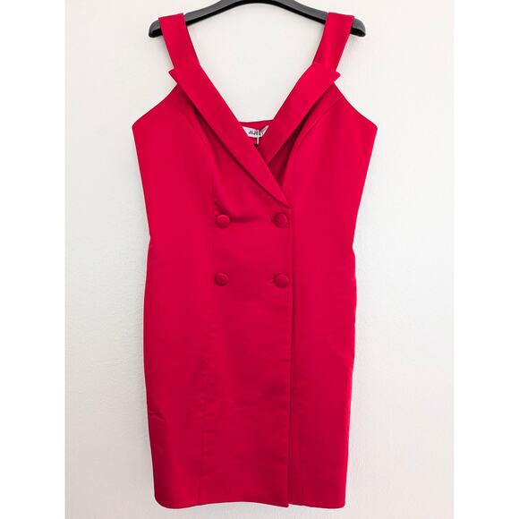 JIJIL Red Satin Blazer Mini Dress IT 42 US 6 Italian Designer Cocktail Evening - Picture 2 of 9
